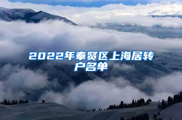 2022年奉贤区上海居转户名单