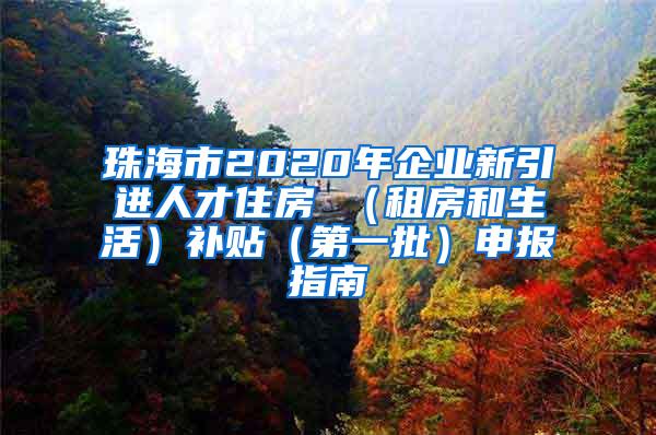 珠海市2020年企业新引进人才住房 （租房和生活）补贴（第一批）申报指南