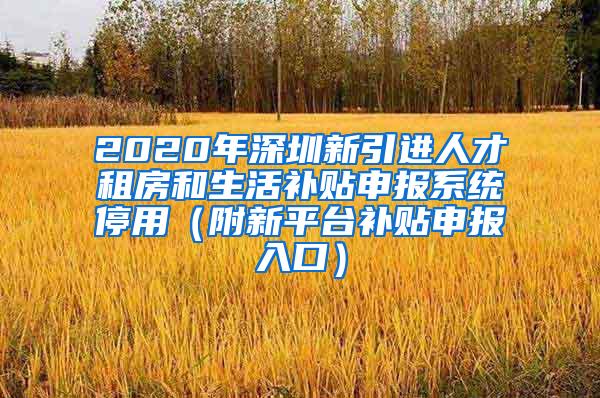 2020年深圳新引进人才租房和生活补贴申报系统停用（附新平台补贴申报入口）