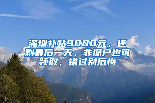 深圳补贴9000元，还剩最后一天，非深户也可领取，错过别后悔