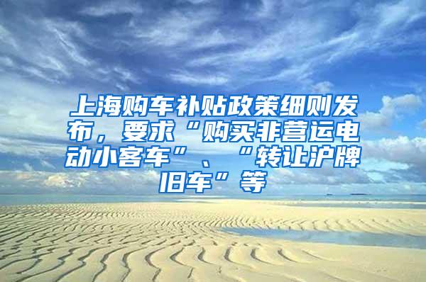 上海购车补贴政策细则发布，要求“购买非营运电动小客车”、“转让沪牌旧车”等