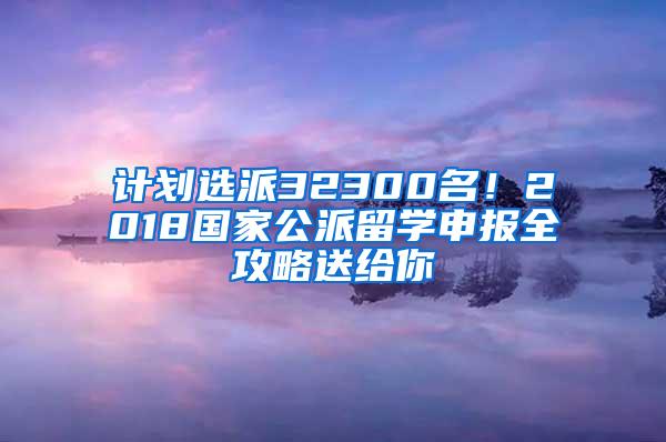 计划选派32300名！2018国家公派留学申报全攻略送给你