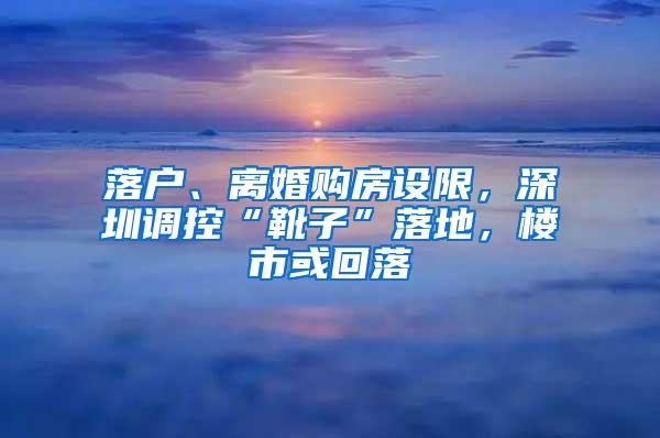 落户、离婚购房设限，深圳调控“靴子”落地，楼市或回落