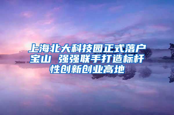 上海北大科技园正式落户宝山 强强联手打造标杆性创新创业高地