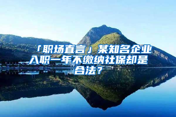 「职场直言」某知名企业入职一年不缴纳社保却是合法？