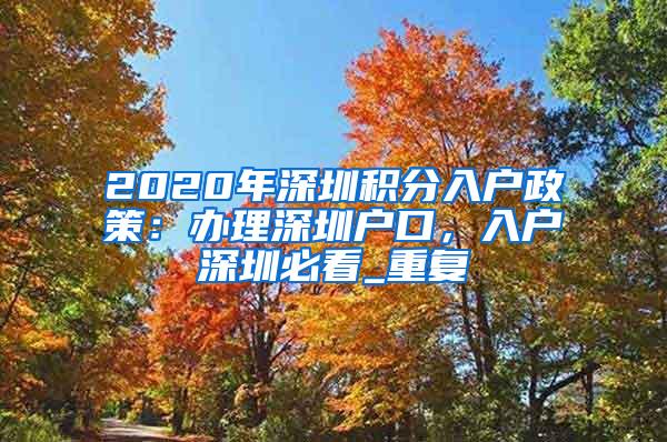 2020年深圳积分入户政策：办理深圳户口，入户深圳必看_重复