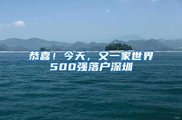 恭喜！今天，又一家世界500强落户深圳