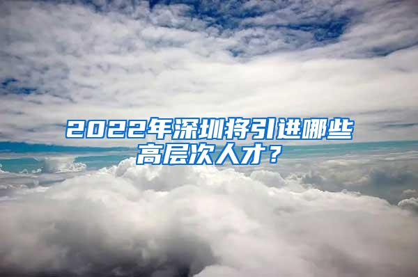 2022年深圳将引进哪些高层次人才？
