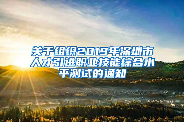 关于组织2019年深圳市人才引进职业技能综合水平测试的通知