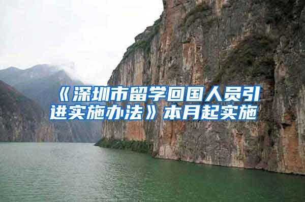 《深圳市留学回国人员引进实施办法》本月起实施