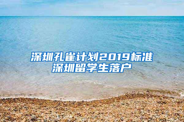 深圳孔雀计划2019标准深圳留学生落户