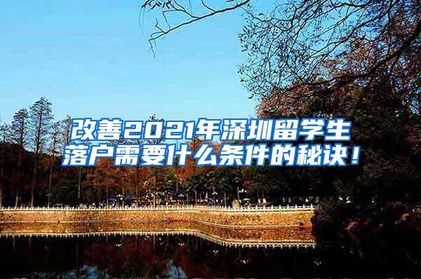 改善2021年深圳留学生落户需要什么条件的秘诀！