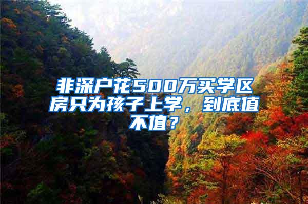 非深户花500万买学区房只为孩子上学，到底值不值？