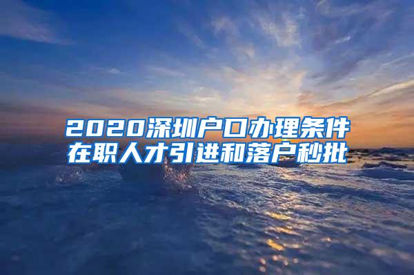 2020深圳户口办理条件在职人才引进和落户秒批