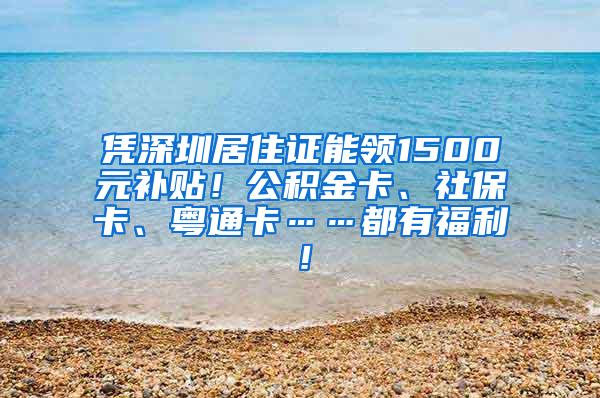 凭深圳居住证能领1500元补贴！公积金卡、社保卡、粤通卡……都有福利！