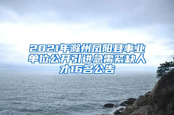 2021年滁州凤阳县事业单位公开引进急需紧缺人才16名公告