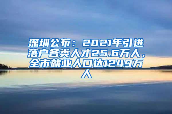 深圳公布：2021年引进落户各类人才25.6万人，全市就业人口达1249万人