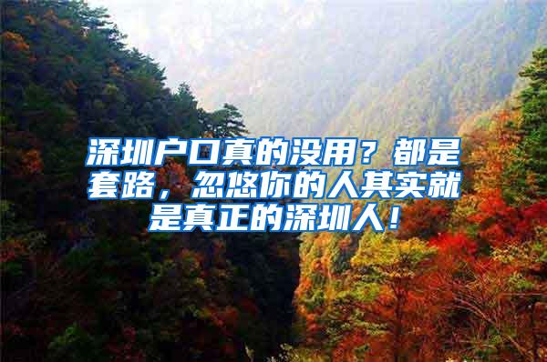 深圳户口真的没用？都是套路，忽悠你的人其实就是真正的深圳人！