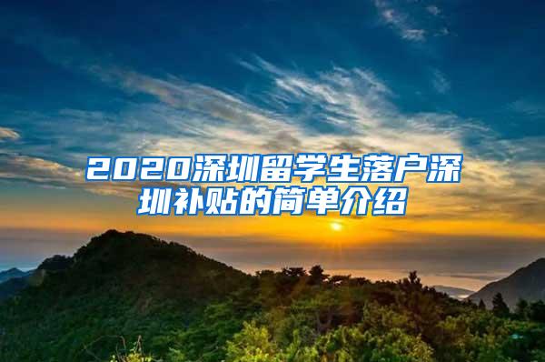 2020深圳留学生落户深圳补贴的简单介绍