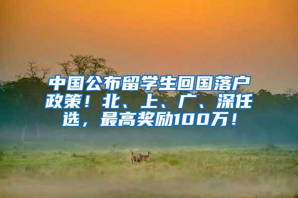 中国公布留学生回国落户政策！北、上、广、深任选，最高奖励100万！