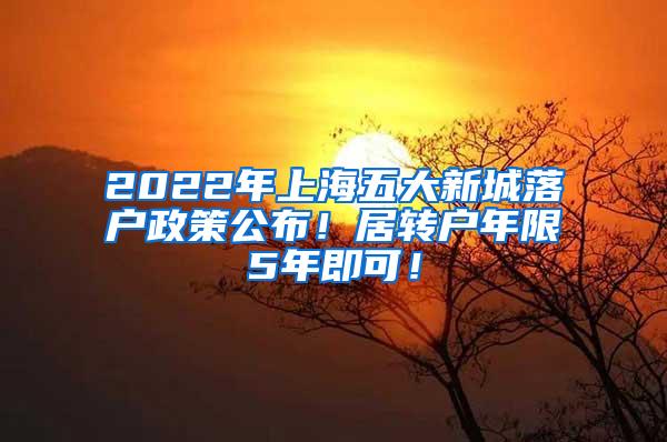 2022年上海五大新城落户政策公布！居转户年限5年即可！