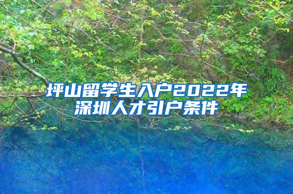 坪山留学生入户2022年深圳人才引户条件