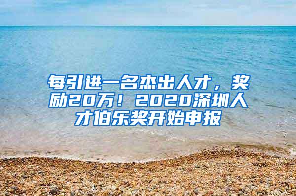 每引进一名杰出人才，奖励20万！2020深圳人才伯乐奖开始申报