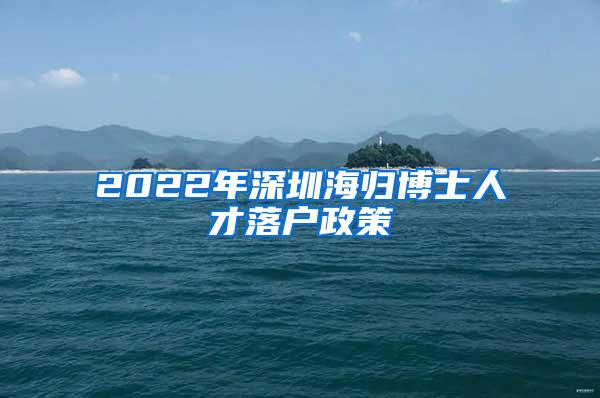2022年深圳海归博士人才落户政策