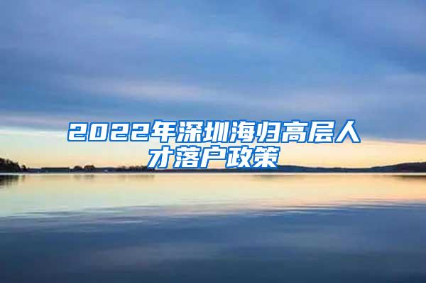 2022年深圳海归高层人才落户政策