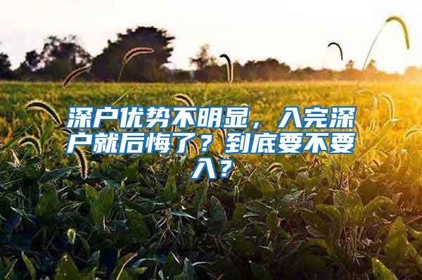 深户优势不明显，入完深户就后悔了？到底要不要入？