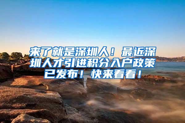 来了就是深圳人！最近深圳人才引进积分入户政策已发布！快来看看！