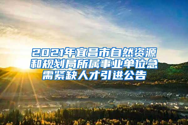 2021年宜昌市自然资源和规划局所属事业单位急需紧缺人才引进公告
