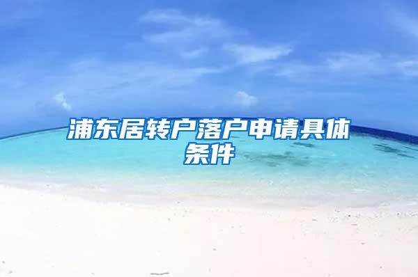 浦东居转户落户申请具体条件