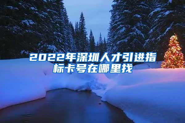 2022年深圳人才引进指标卡号在哪里找