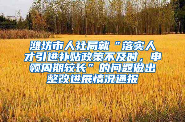 潍坊市人社局就“落实人才引进补贴政策不及时，申领周期较长”的问题做出整改进展情况通报