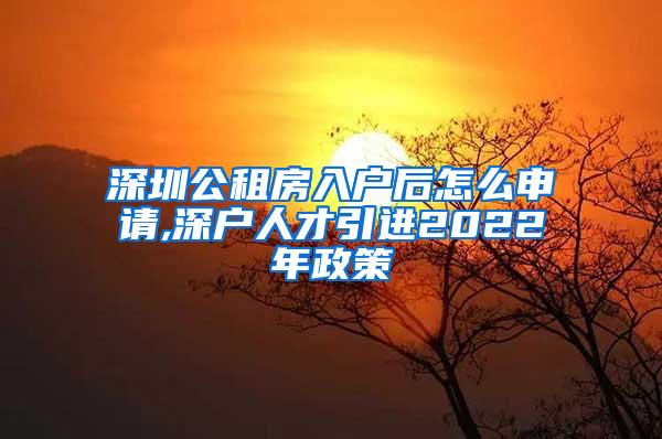 深圳公租房入户后怎么申请,深户人才引进2022年政策