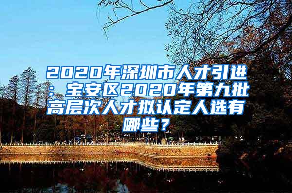 2020年深圳市人才引进：宝安区2020年第九批高层次人才拟认定人选有哪些？