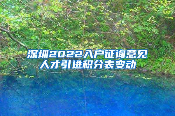 深圳2022入户征询意见人才引进积分表变动