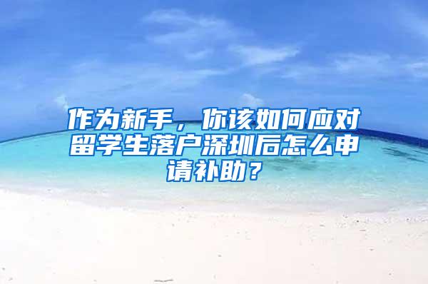 作为新手，你该如何应对留学生落户深圳后怎么申请补助？