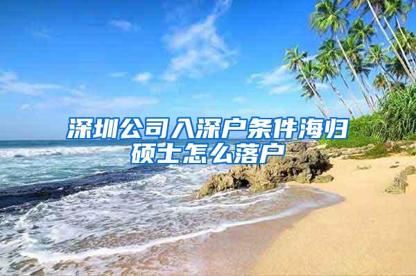 深圳公司入深户条件海归硕士怎么落户