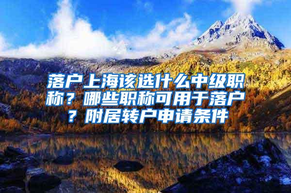 落户上海该选什么中级职称？哪些职称可用于落户？附居转户申请条件