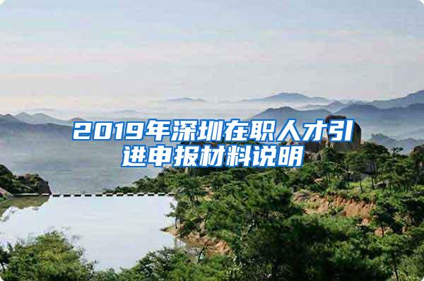 2019年深圳在职人才引进申报材料说明