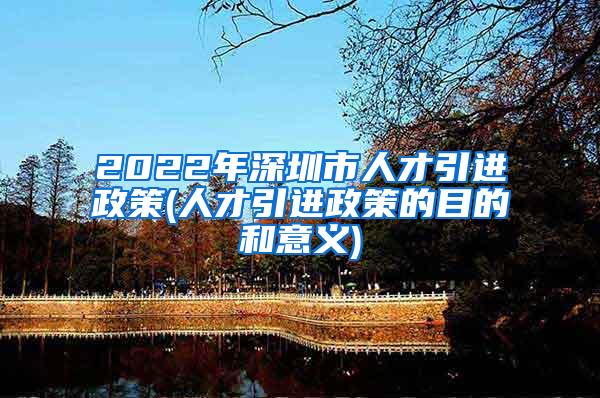 2022年深圳市人才引进政策(人才引进政策的目的和意义)