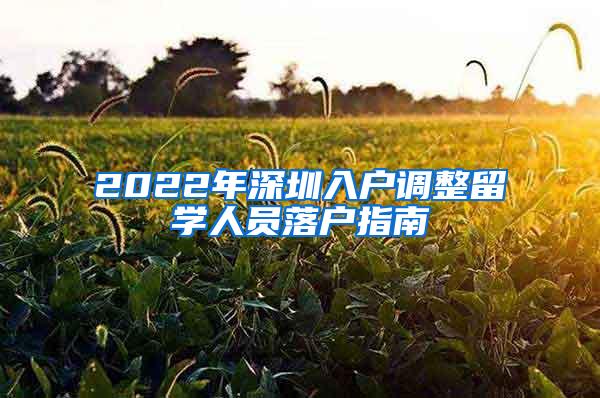 2022年深圳入户调整留学人员落户指南