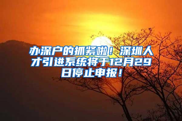 办深户的抓紧啦！深圳人才引进系统将于12月29日停止申报！