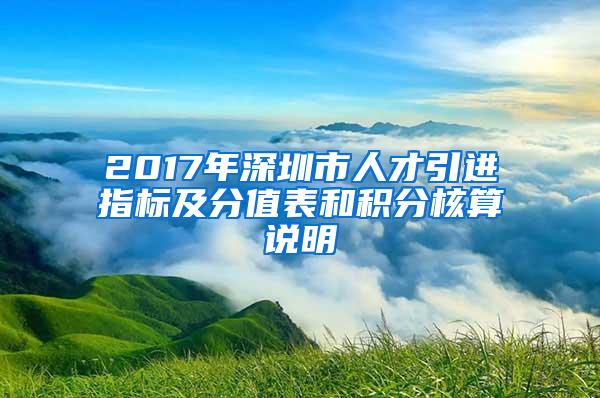 2017年深圳市人才引进指标及分值表和积分核算说明