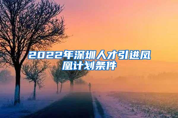 2022年深圳人才引进凤凰计划条件