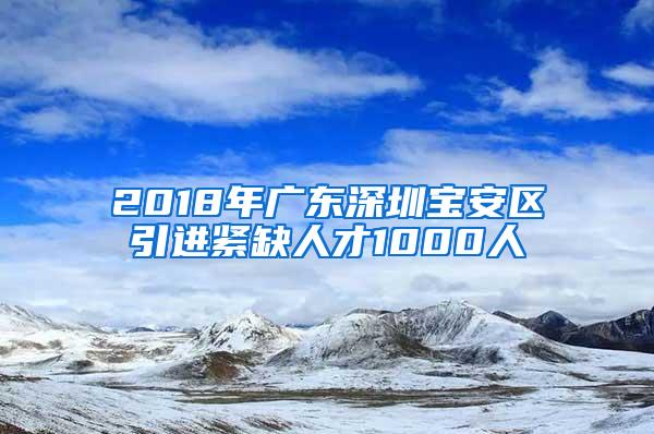 2018年广东深圳宝安区引进紧缺人才1000人