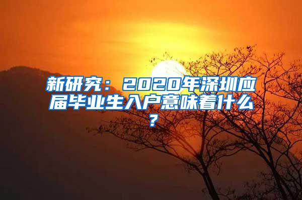 新研究：2020年深圳应届毕业生入户意味着什么？