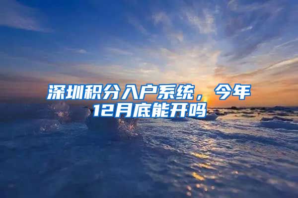 深圳积分入户系统，今年12月底能开吗